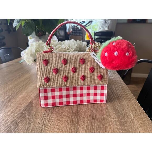 Betsey Johnson Handbags - Betsey Johnson Strawberry Plaid Cross Body NWT